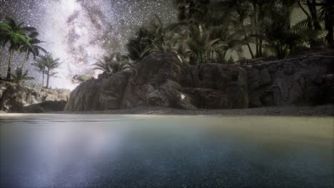 Beautiful-fantasy-tropical-beach-with-Milky-Way-star-in-night-skies